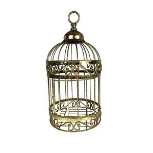 Decorative Bird Cage Hanging Or Shelf Sitting Battery Candle/Plant Display 12.5"